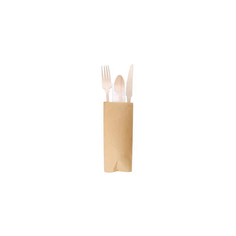 SET 4/1 COUVERTS +SERVIETTE WOOD 'CLASSIC' 20 CM NATUREL BOIS (100 UNITÉ) SET 4/1 COUVERTS +SERVIETTE WOOD 'CLASSIC' 20 CM NATUREL BOIS (100 UNITÉ)
