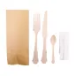 SET 4/1 COUVERTS +SERVIETTE WOOD 'CLASSIC' 20 CM NATUREL BOIS (100 UNITÉ) SET 4/1 COUVERTS +SERVIETTE