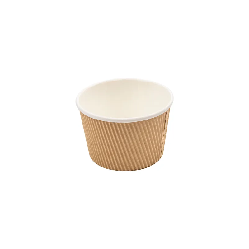 POTS DOUBLE PAROI, ONDULÉ  500 ML - 16,6 OZ 280 + 250 + 18PE G/M2 Ø11,5/8,8x7,5 CM MARRON CARTON (500 UNITÉ)