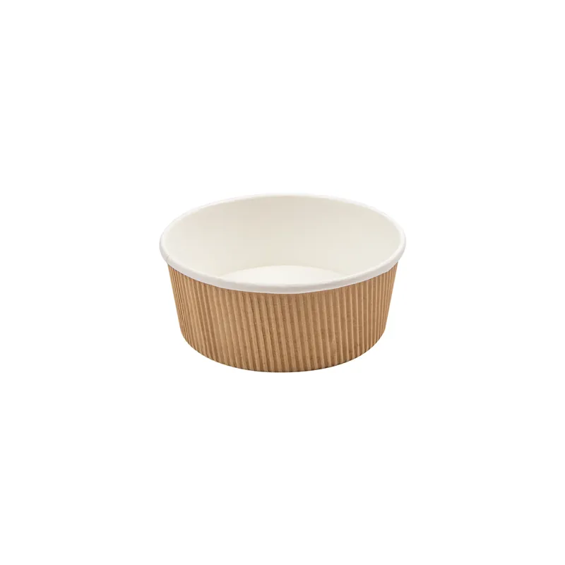 POTS DOUBLE PAROI, ONDULÉ  780 ML - 26 oz 280 + 250 + 18PE G/M2 Ø15/12,8x6 CM MARRON CARTON (250 UNITÉ)