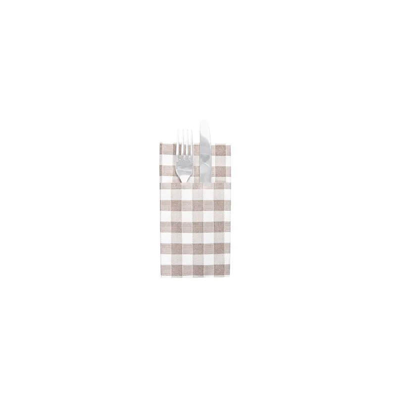 SERVIETTES KANGOUROU LIKE LINEN 'VICHY' 70 G/M2 40x40 CM TAUPE SPUNLACE (700 UNITÉ)