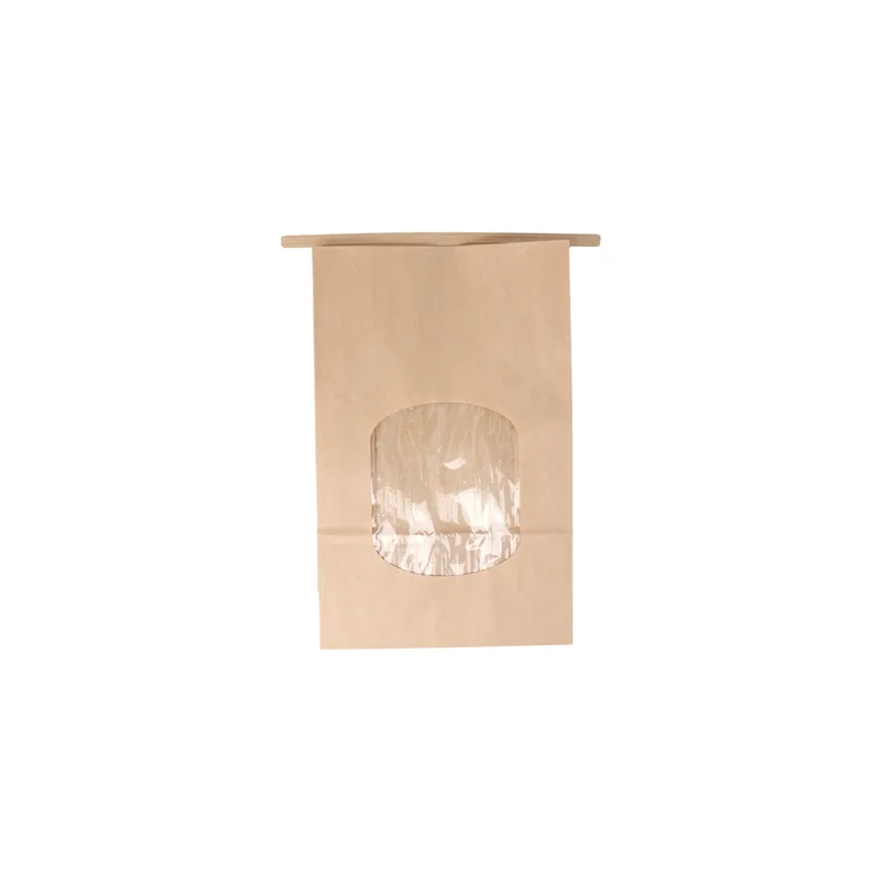 SACS SOS AUTO-FERMETURE AVEC FENÊTRE  2500 GR 60 G/M2 + 25µ OPP 15,5+7x24,2 CM NATUREL KRAFT (500 UNITÉ)