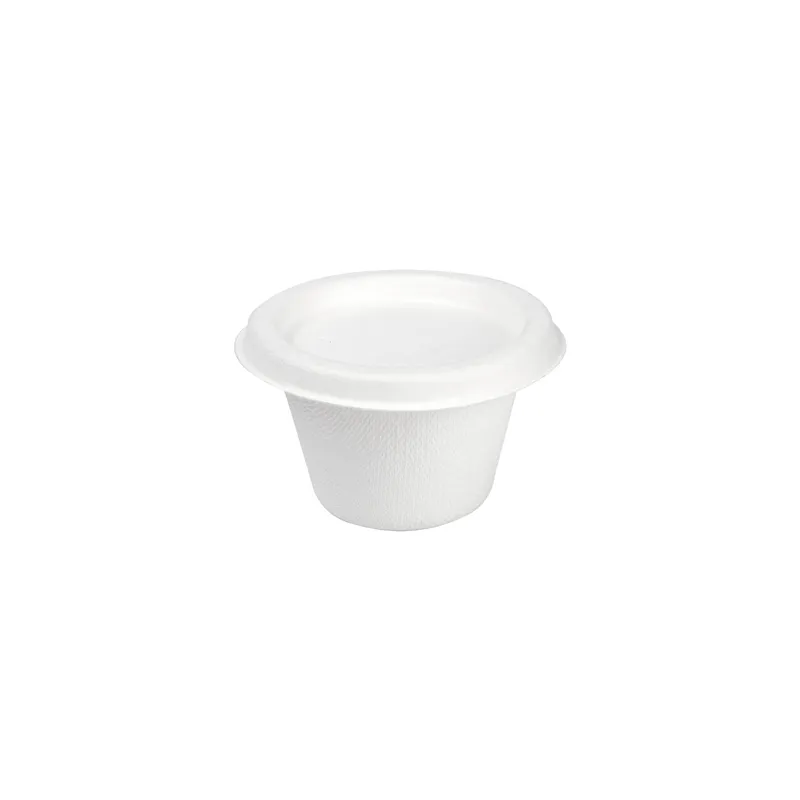 MINI POTS + COUVERCLES BIONIC 120 ML Ø7,4x5,1+0,7 CM BLANC BAGASSE (800 UNITÉ)