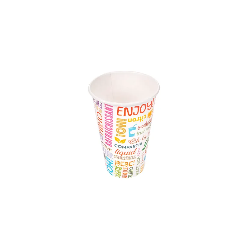 GOBELETS BOISSONS CHAUDES 1 PAROI 'PAROLE' 360 ML - 12 oz 265 + 18PE G/M2 Ø8/5x12 CM BLANC CARTON (2000 UNITÉ)