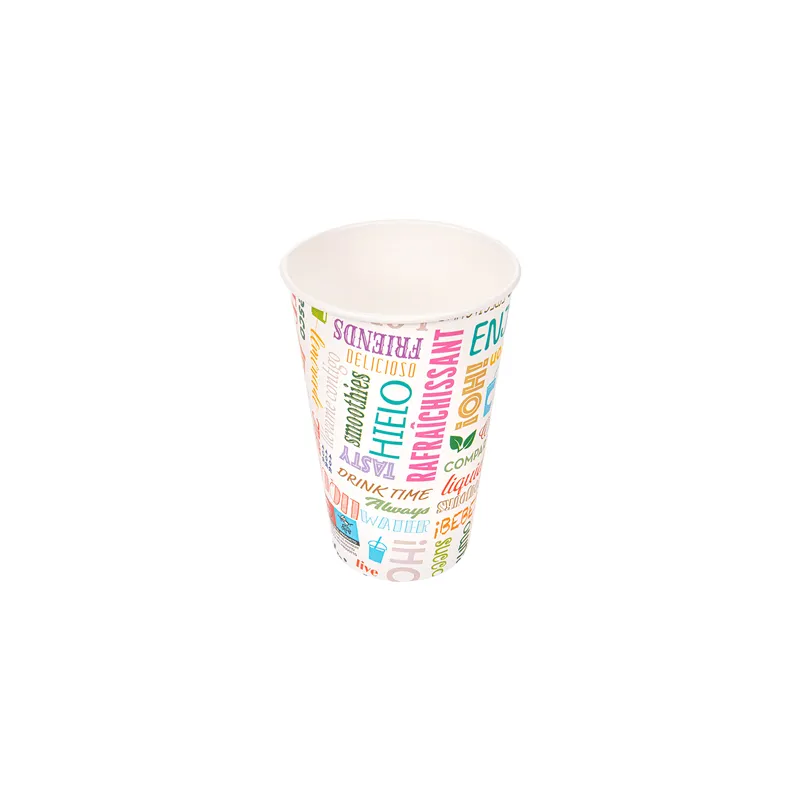 GOBELETS BOISSONS CHAUDES 1 PAROI 'PAROLE' 480 ML - 16 oz 280 + 18PE G/M2 Ø9/6x12,6 CM BLANC CARTON (1000 UNITÉ)