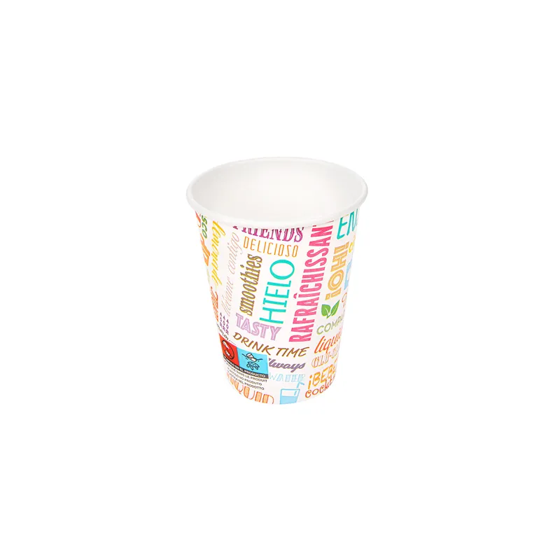 GOBELETS BOISSONS CHAUDES 1 PAROI 'PAROLE' 270 ML - 9 oz 265 + 18 PE G/M2 Ø7,8/5,2x9,5 CM BLANC CARTON (2500 UNITÉ)