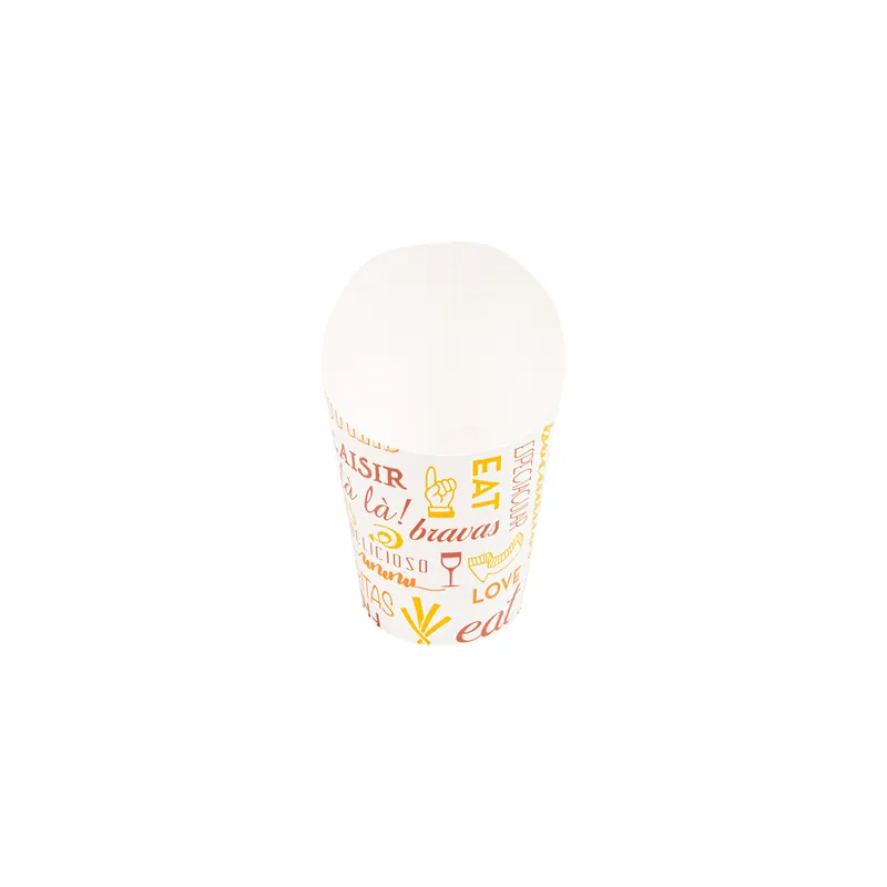 GOBELETS À FRITES OUVERT 'PAROLE' 9 OZ - 270 ML 220 + 18PE G/M2 Ø7x11,5 CM BLANC CARTON (100 UNITÉ) GOBELETS À FRITES OUVERT 'PAROLE' 9 OZ - 270 ML 220 + 18PE G/M2 Ø7x11,5 CM BLANC CARTON (100 UNITÉ)