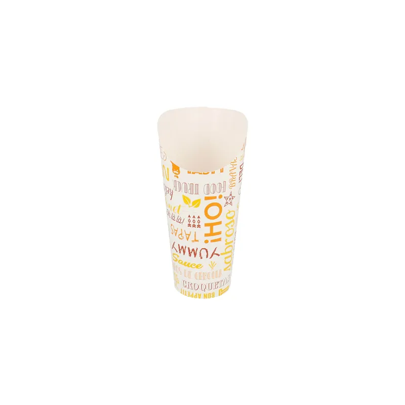GOBELETS À FRITES OUVERT 'PAROLE' 22 OZ - 660 ML 250 + 18PE G/M2 Ø8,5x18 CM BLANC CARTON (50 UNITÉ) GOBELETS À FRITES OUVERT 'PAROLE' 22 OZ - 660 ML 250 + 18PE G/M2 Ø8,5x18 CM BLANC CARTON (50 UNITÉ)