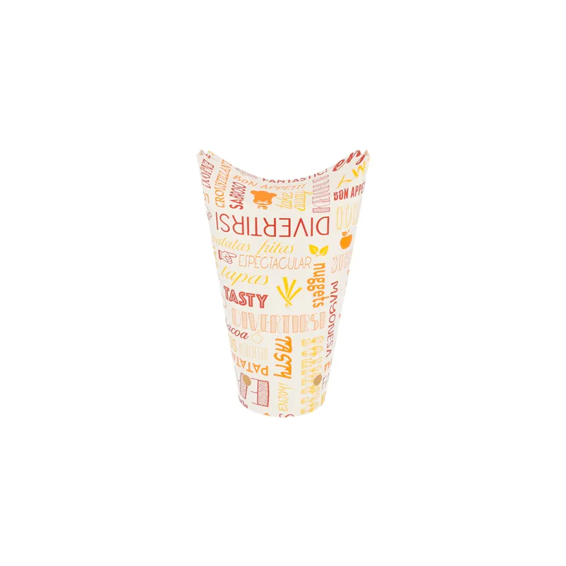GOBELETS À FRITES AVEC FERMETURE 'PAROLE' 22 OZ - 660 ML 220 + 18PE G/M2 8,5x18 CM BLANC CARTON (50 UNITÉ) GOBELETS À FRITES AVEC FERMETURE 'PAROLE' 22 OZ - 660 ML 220 + 18PE G/M2 8,5x18 CM BLANC CARTON (50 UNITÉ)