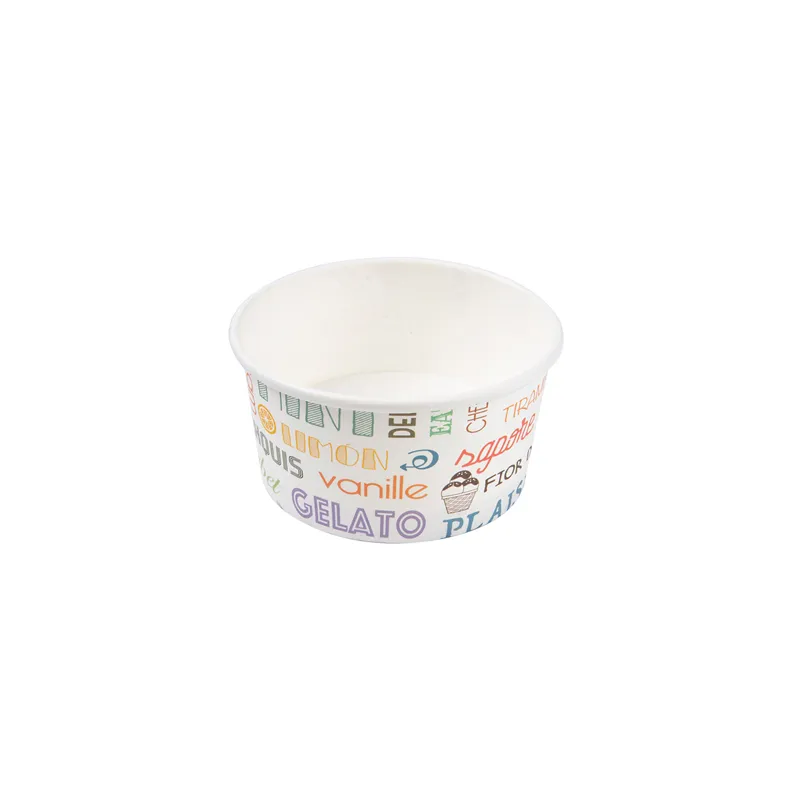 POTS À GLACES 'PAROLE' 150 ML 250 + 18 PE G/M2 Ø8,5x4,5 CM BLANC CARTON (2000 UNITÉ)