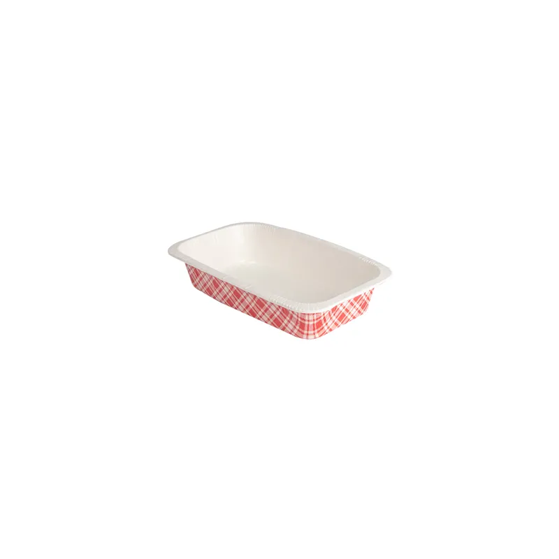 BARQUETTES THERMO FIXANTES GN1/4 'VICHY' 1450 ML 430 G/M2 + 25G/M2 PET 26,3x16x5,5 CM BLANC CARTON (360 UNITÉ)