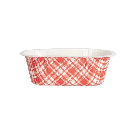 BARQUETTES THERMO FIXANTES 'VICHY' 480 ML 390 G/M2 + 25G/M2 PET 16x10x5,5 CM BLANC CARTON (1000 UNITÉ)