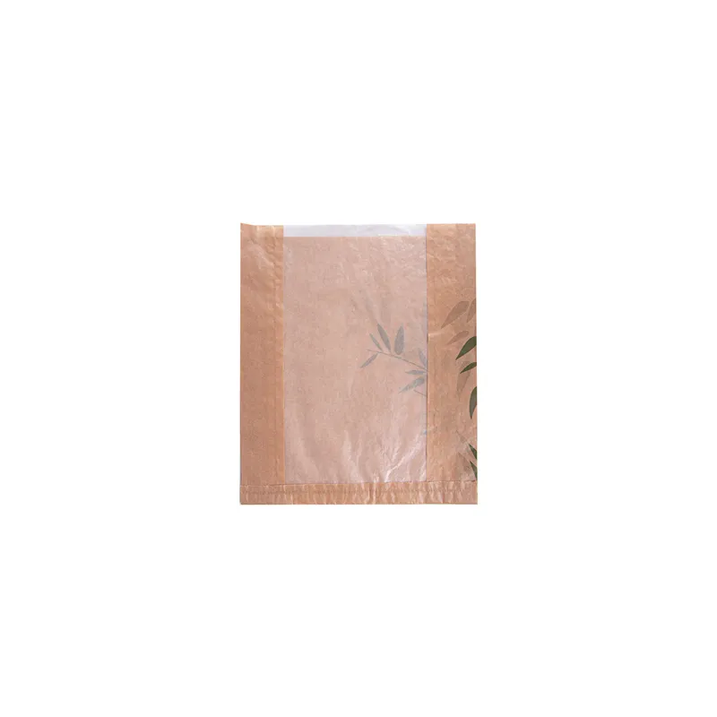 SACHETS PAIN ROND AVEC FENÊTRE ECO 'FEEL GREEN - JUST PAPER' 32 G/M2 26+4x30 CM NATUREL KRAFT (250 UNITÉ)