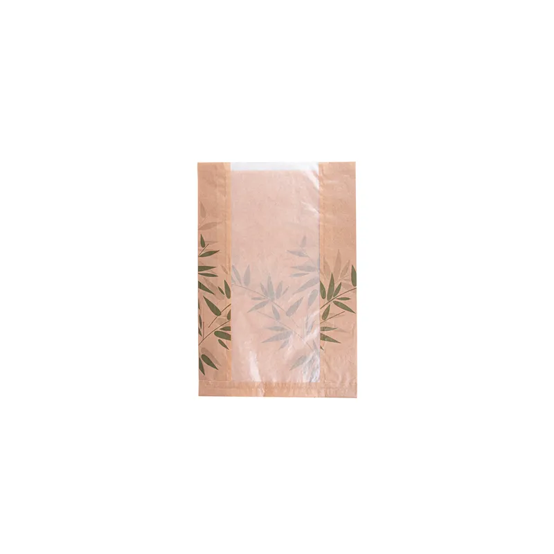 SACHETS PAIN ROND AVEC FENÊTRE ECO 'FEEL GREEN - JUST PAPER' 32 G/M2 26+10x38 CM NATUREL KRAFT (125 UNITÉ)