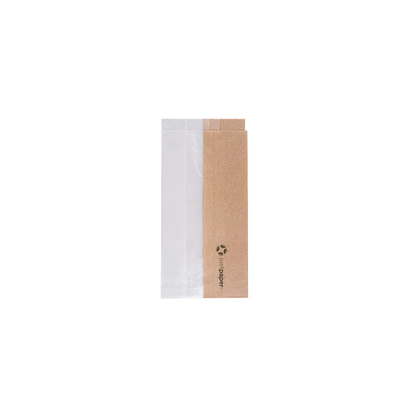 SACHETS POUR SANDWICHES AVEC FENÊTRE ECO PFAS FREE 'JUST PAPER' 38 G/M2 9+5,5x18 CM NATUREL PARCH.INGRAISSABLE (250 UNITÉ)