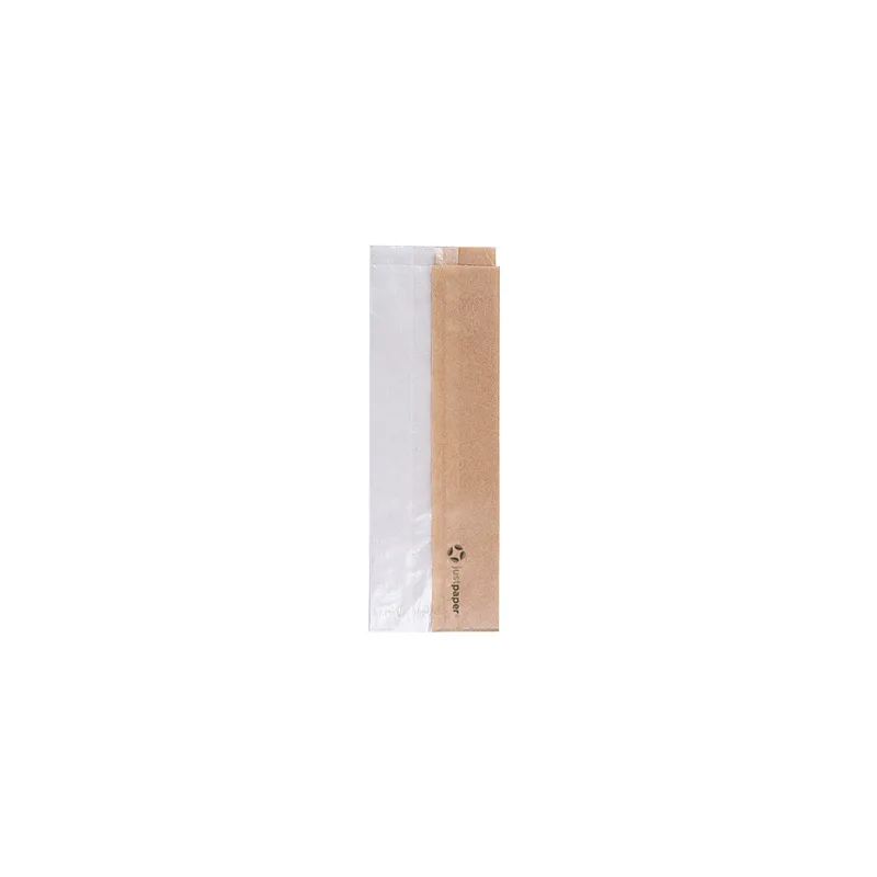 SACHETS POUR SANDWICHES AVEC FENÊTRE ECO PFAS FREE 'JUST PAPER' 40 G/M2 9+5,5x26 CM NATUREL PARCH.INGRAISSABLE (250 UNITÉ)