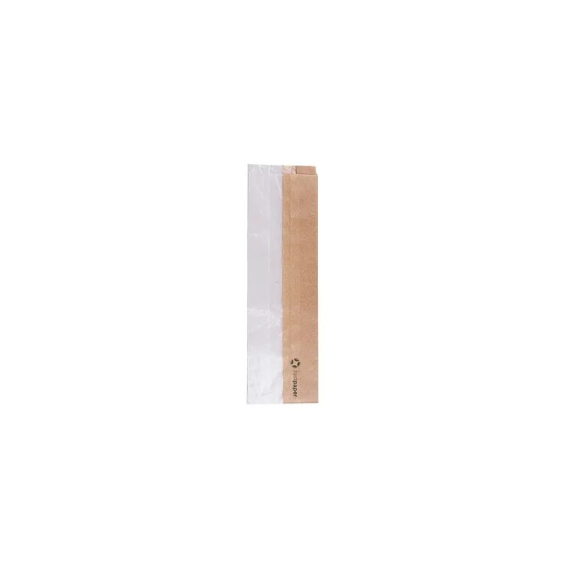 SACHETS POUR SANDWICHES AVEC FENÊTRE ECO PFAS FREE 'JUST PAPER' 40 G/M2 9+5,5x30 CM NATUREL PARCH.INGRAISSABLE (250 UNITÉ)