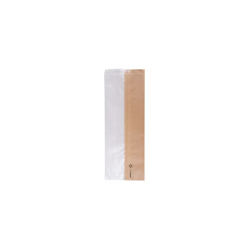 SACHETS POUR SANDWICHES AVEC FENÊTRE ECO PFAS FREE 'JUST PAPER' 40 G/M2 14+8x38 CM NATUREL PARCH.INGRAISSABLE (250 UNITÉ)