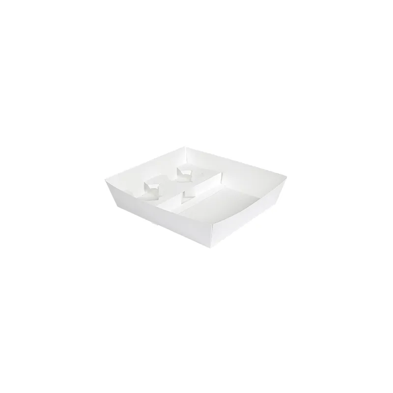 PLATEAUX TRANSPORT 2 VERRES +1 COMP. THEPACK  24,5x22x5,5 CM BLANC CARTON NANO-MICRO (240 UNITÉ)
