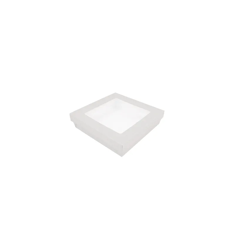 PETITES BOÎTES+COUVERCLES AVEC FÊNETRE 1000 ML 300 + 18 PE G/M2 18,5x18,5x4 CM BLANC CARTON (200 UNITÉ) PETITES BOÎTES+COUVERCLES AVEC FÊNETRE 1000 ML 300 + 18 PE G/M2 18,5x18,5x4 CM BLANC CARTON (200 UNITÉ)
