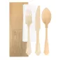 SET 4/1 COUVERTS +SERVIETTE WOOD 'CLASSIC' 20 CM NATUREL BOIS (100 UNITÉ) SET 4/1 COUVERTS +SERVIETTE