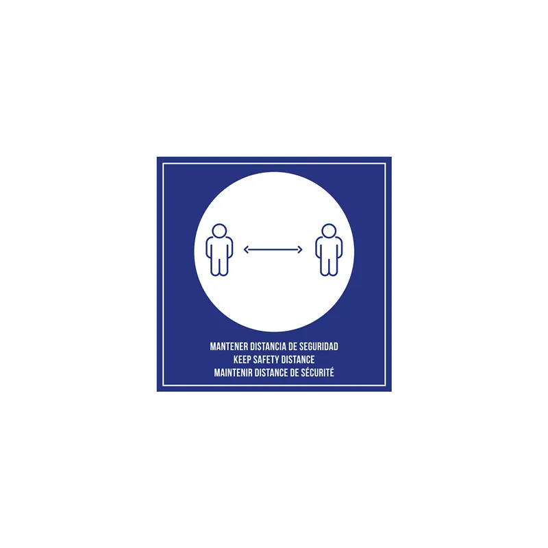 PLAQUE AUTO-ADHESIVE "MAINTENIR DISTANCE DE SÉCURITÉ" 12x12 CM BLEU METACRYLATE (1 UNITÉ) PLAQUE AUTO-ADHESIVE "MAINTENIR DISTANCE DE SÉCURITÉ" 12x12 CM BLEU METACRYLATE (1 UNITÉ)