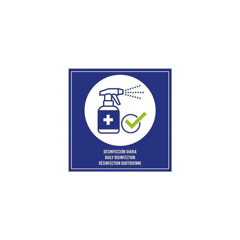 PLAQUE AUTO-ADHESIVE "DÉSINFECTION QUOTIDIENNE" 12x12 CM BLEU METACRYLATE (1 UNITÉ) PLAQUE AUTO-ADHESIVE "DÉSINFECTION QUOTIDIENNE" 12x12 CM BLEU METACRYLATE (1 UNITÉ)