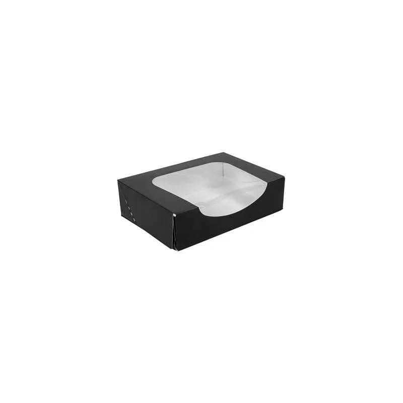 RÉCIPIENTS SUSHI+FÊNETRE THEPACK  17,5x12x4,5 CM NOIR CARTON NANO-MICRO + OPP (400 UNITÉ)