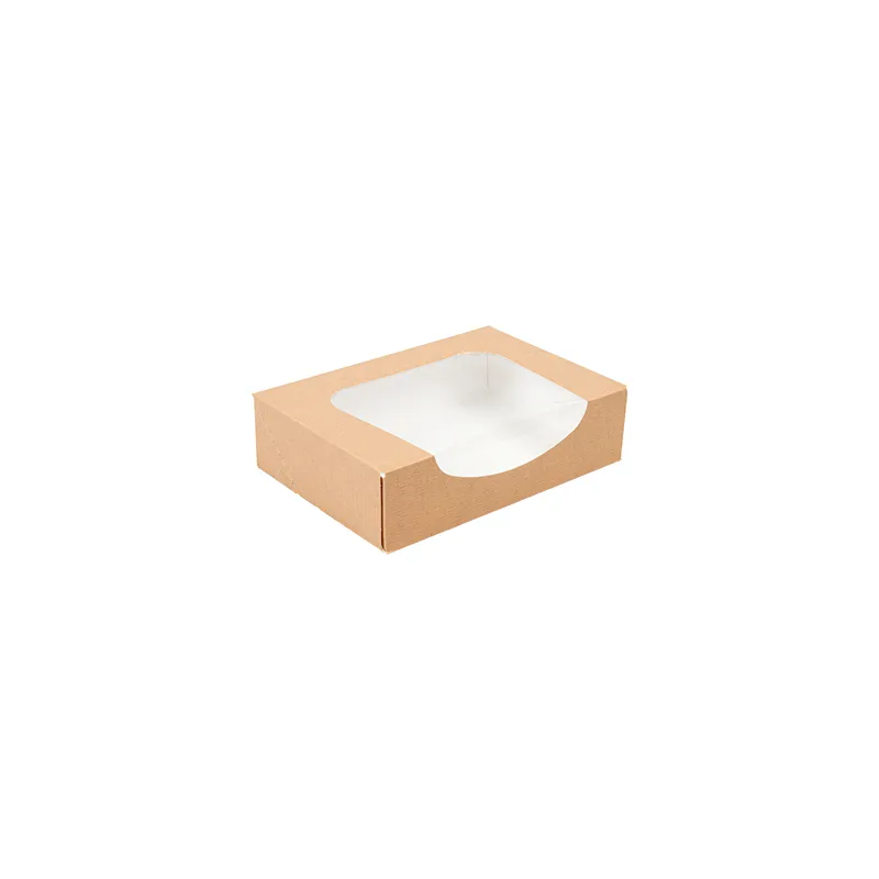 RÉCIPIENTS SUSHI+FÊNETRE THEPACK  17,5x12x4,5 CM MARRON CARTON NANO-MICRO + OPP (400 UNITÉ)