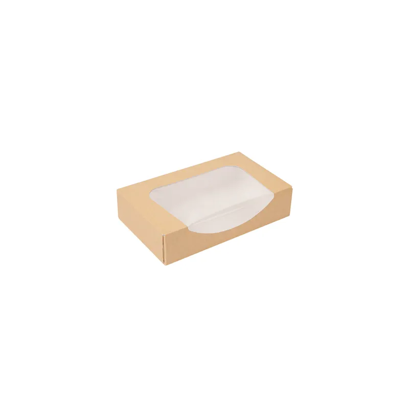 RÉCIPIENTS SUSHI+FÊNETRE THEPACK  19,7x12x4,5 CM MARRON CARTON NANO-MICRO + OPP (400 UNITÉ)