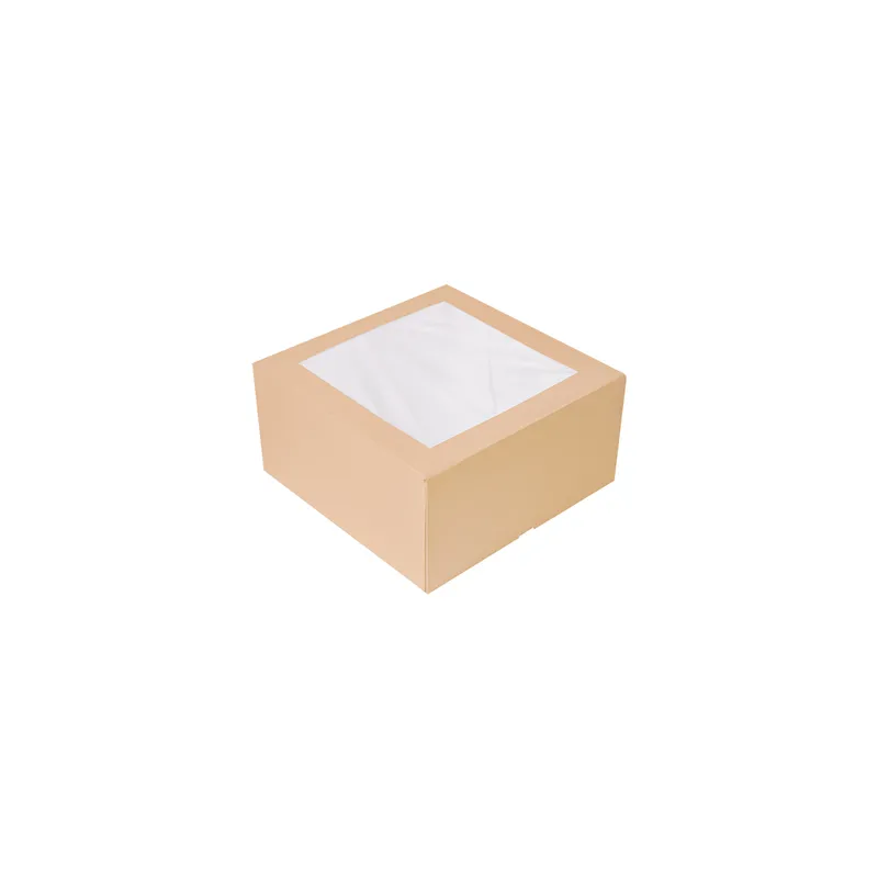 BOÎTES PÂTISSERIES AVEC FENÊTRE THEPACK 24x24x12 CM NATUREL CARTON NANO-MICRO + OPP (100 UNITÉ) BOÎTES PÂTISSERIES AVEC FENÊTRE THEPACK 24x24x12 CM NATUREL CARTON NANO-MICRO + OPP (100 UNITÉ)