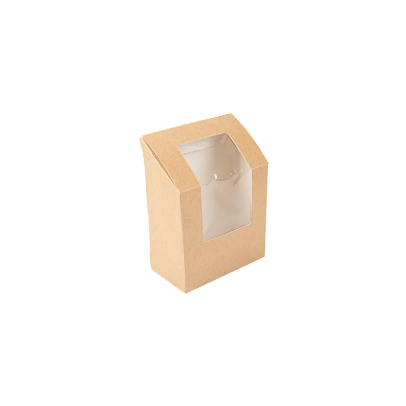 BOÎTES TORTILLA-WRAP AVEC FENÊTRE THEPACK  9,2x5,1x9,2/12,5 CM NATUREL CARTON NANO-MICRO + OPP (600 UNITÉ)