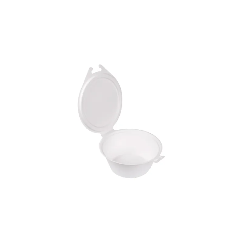 RÉCIPIENTS AVEC CHARNIERE BIONIC 600 ML 18x13,5x5 CM BLANC BAGASSE (300 UNITÉ)