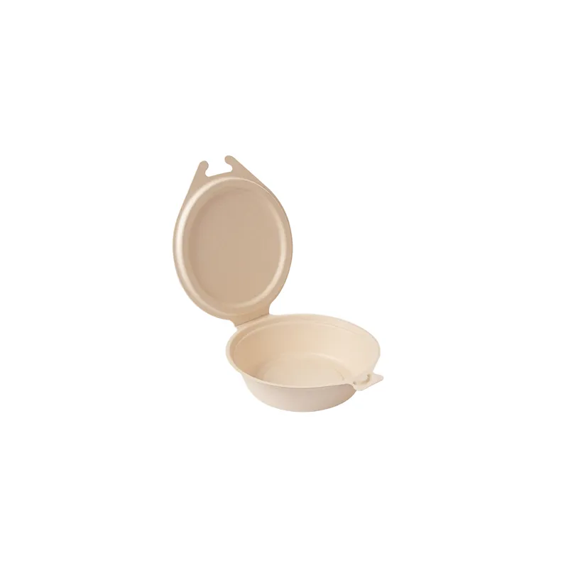 RÉCIPIENTS AVEC CHARNIERE BIONIC 600 ML 18x13,5x5 CM NATUREL BAGASSE (300 UNITÉ)