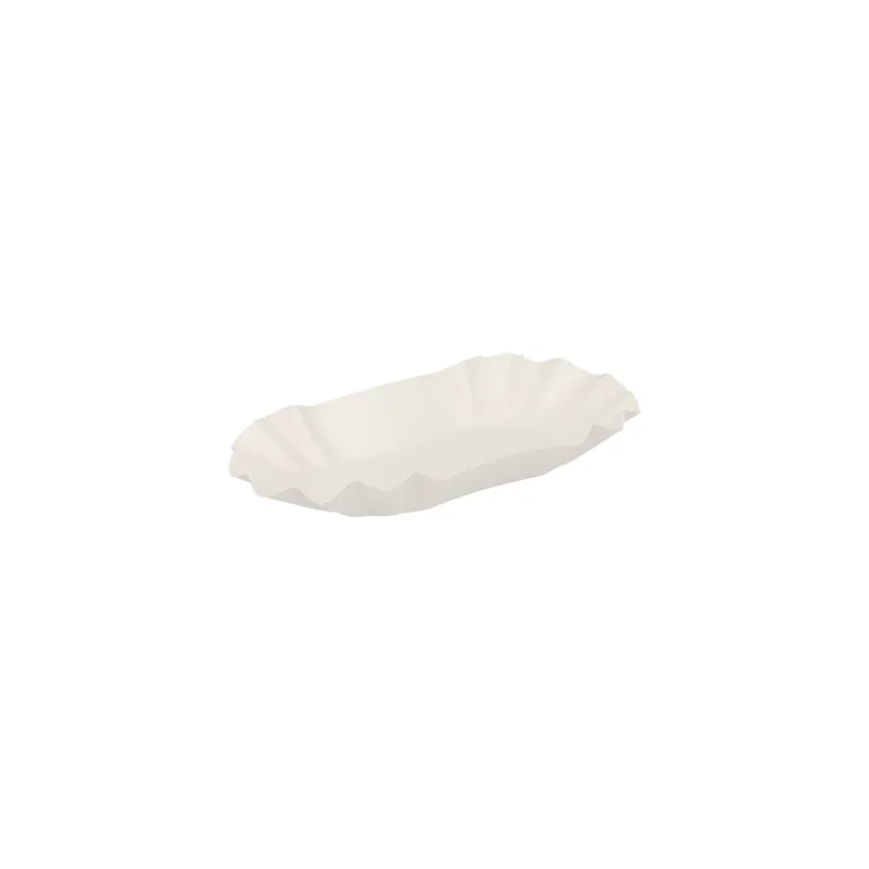 PLATEAUX OVALES  300 G/M2 16x9x3 CM BLANC CARTON (2000 UNITÉ)