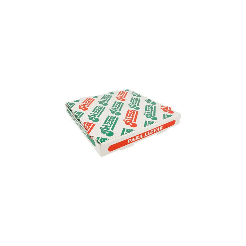 BOÎTES À PIZZA 100% VIERGES  340 G/M2 26x26x3,5 CM BLANC CARTON MICROCANAL (100 UNITÉ)