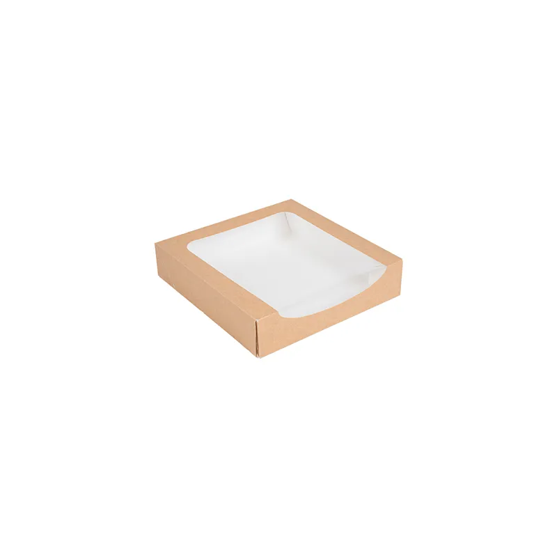 RÉCIPIENTS SUSHI+FÊNETRE THEPACK  23x23x5 CM MARRON CARTON NANO-MICRO + OPP (300 UNITÉ)