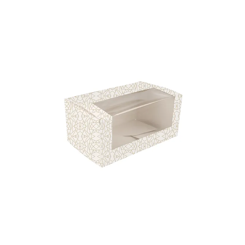 BOÎTES PÂTISSERIES AVEC FENÊTRE THEPACK 'DECO'  18x11x8 CM BLANC CARTON NANO-MICRO + OPP (50 UNITÉ)
