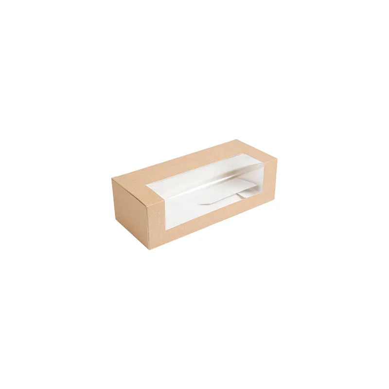 BOÎTES PÂTISSERIES AVEC FENÊTRE THEPACK  26x11x8 CM NATUREL CARTON NANO-MICRO + OPP (300 UNITÉ)
