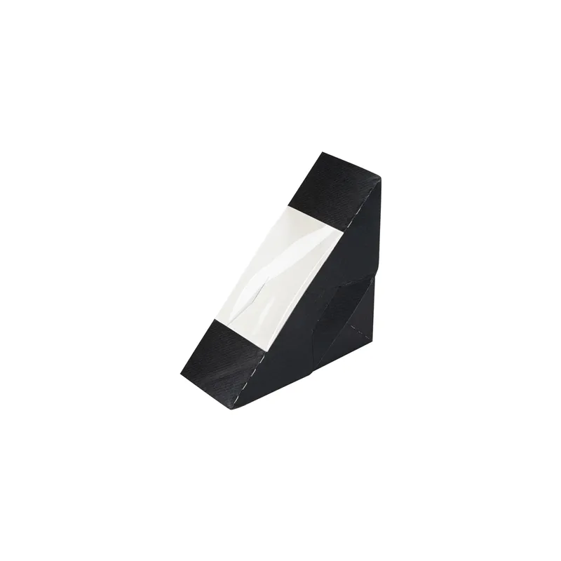 BOÎTES SANDWICH AVEC FENÊTRE THEPACK  12,4x12,4x5,5 CM NOIR CARTON NANO-MICRO + OPP (500 UNITÉ)