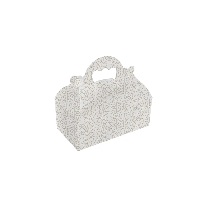 BOÎTES AVEC ANSES PÂTISSERIE THEPACK 'DECO'  18x10x7 CM BLANC CARTON NANO-MICRO (50 UNITÉ)