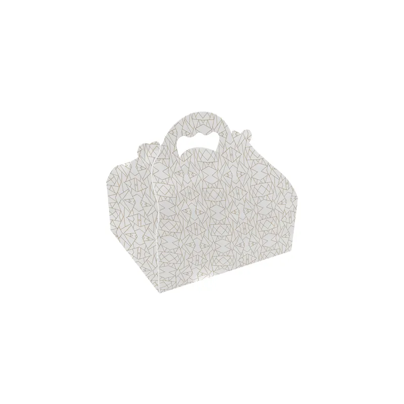 BOÎTES AVEC ANSES PÂTISSERIE THEPACK 'DECO'  20x18x7 CM BLANC CARTON NANO-MICRO (50 UNITÉ)