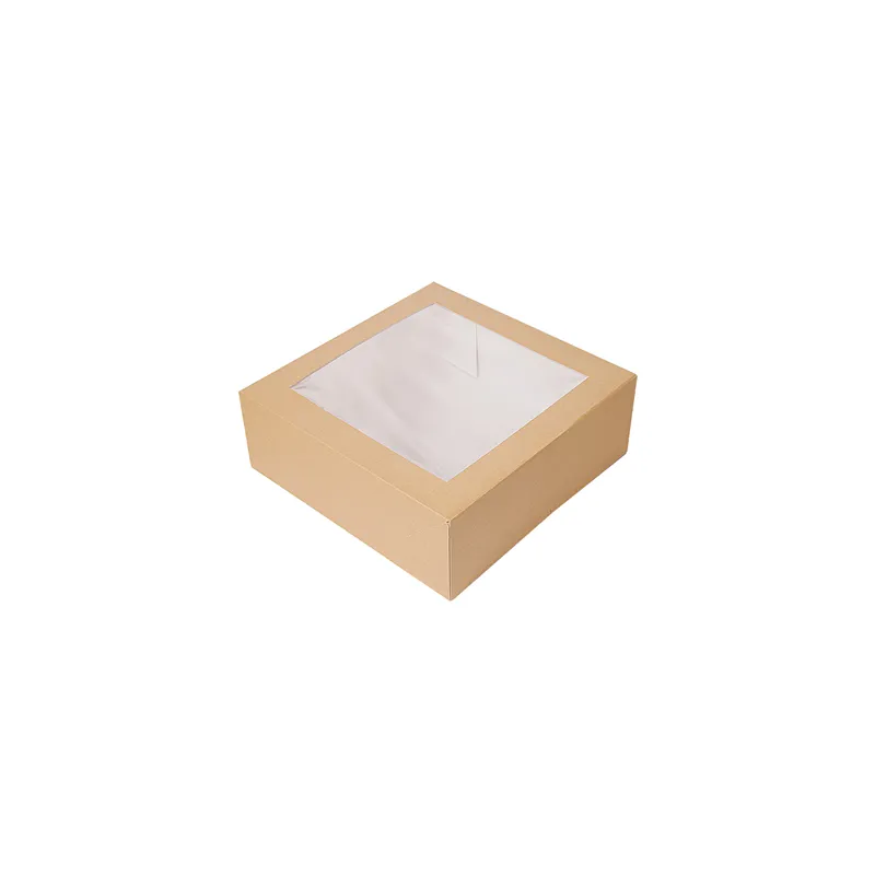 BOÎTES PATISSERIES AVEC FENÊTRE THEPACK  30x30x8 CM NATUREL CARTON NANO-MICRO + OPP (100 UNITÉ)
