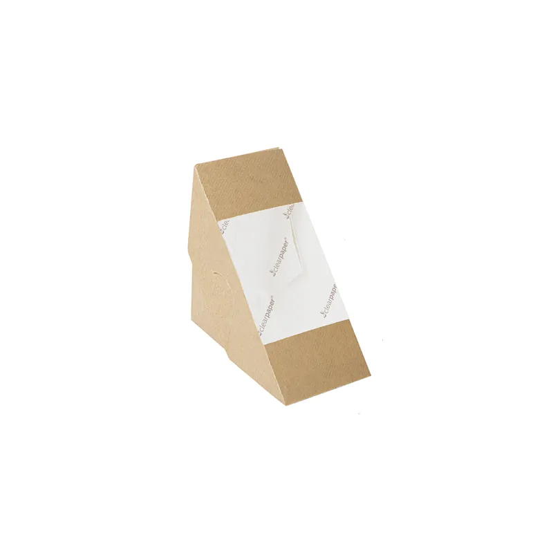 BOÎTES À SANDWICH FENÊTRE ECO-DOUBLE THEPACK  220 G/M2 12,4x12,4x7,5 CM NATUREL CARTON NANO-MICRO (500 UNITÉ)