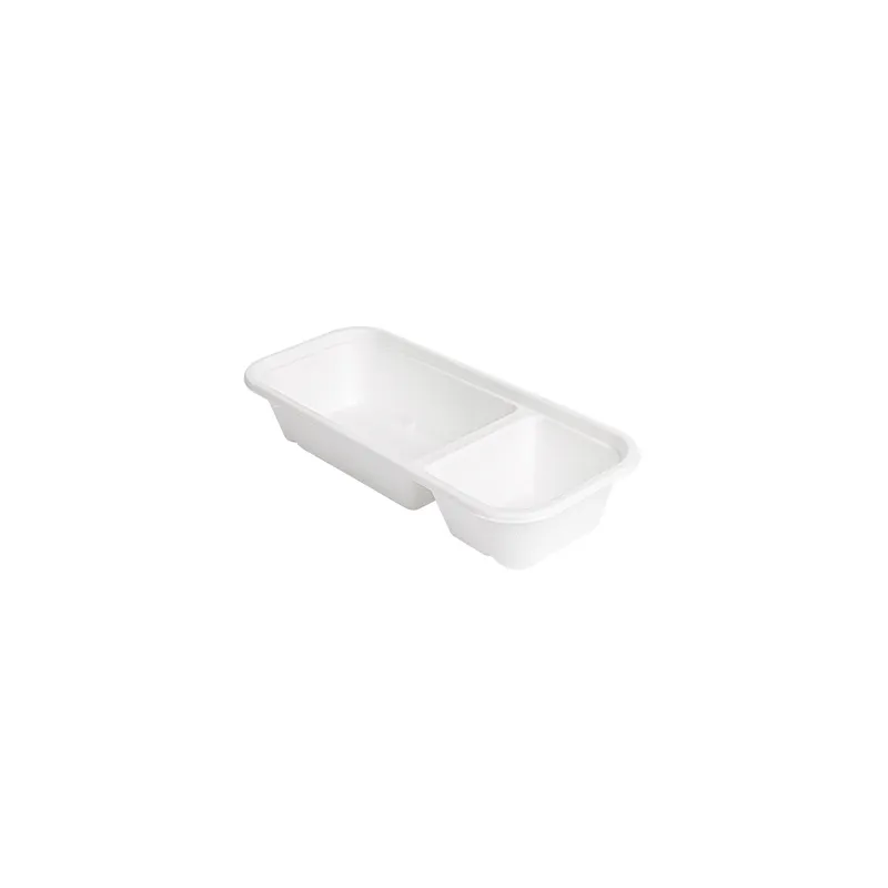 PLATEAUX 2 COMPART BIONIC 500 ML 22,5x9,6x4,3 CM BLANC BAGASSE (600 UNITÉ)