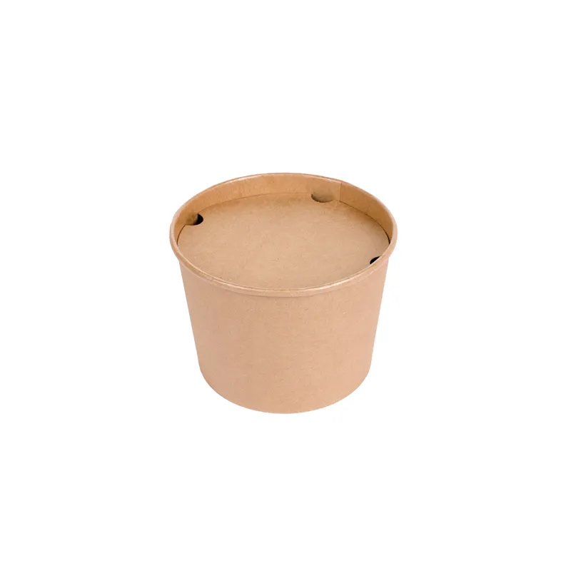 CONTAINERS POULET + COUVERCLES  1920 ML 337 + 18PE G/M2 Ø 16,8/13,9x12,3 CM NATUREL KRAFT (300 UNITÉ)