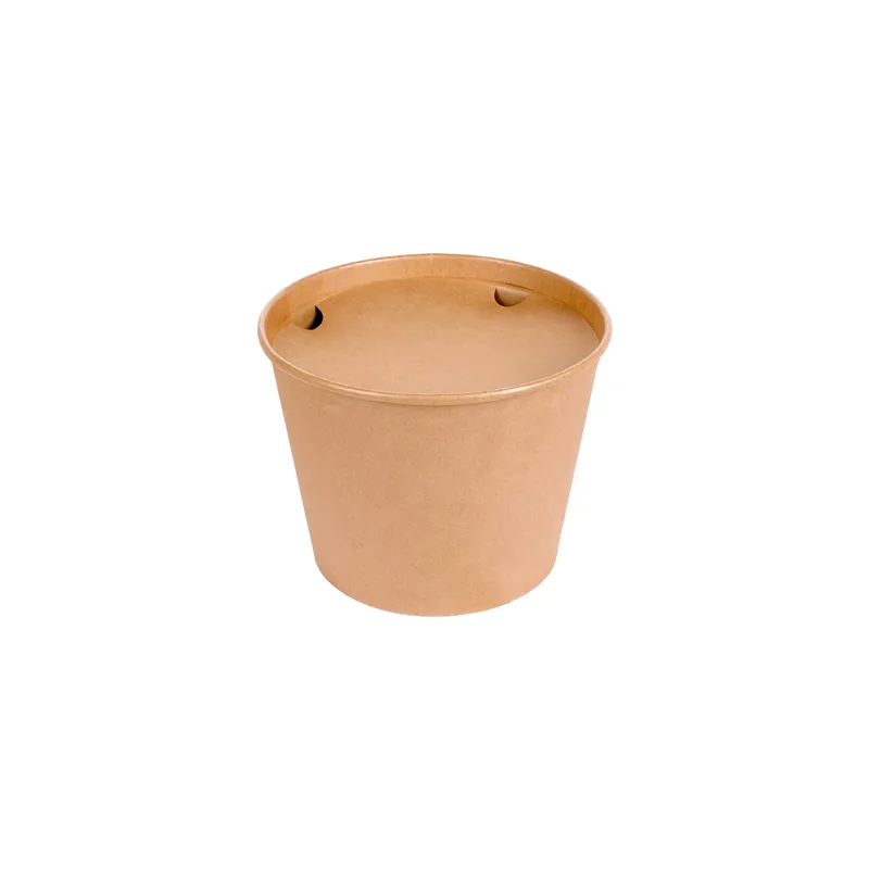 CONTAINERS POULET + COUVERCLES  4500 ML 337 + 18PE G/M2 Ø 21,6/16x16,6 CM NATUREL KRAFT (120 UNITÉ)