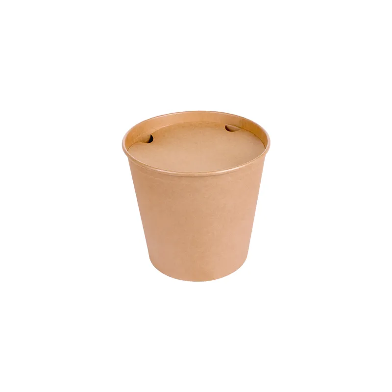 CONTAINERS POULET + COUVERCLES  5100 ML 337 + 18PE G/M2 Ø 22/16,3x20,9 CM NATUREL KRAFT (120 UNITÉ)