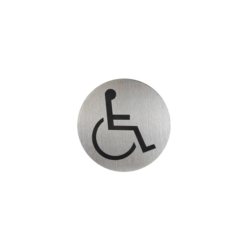PLAQUE AUTOADHESIVE "ACCESSIBLE"   Ø 7,5 CM ARGENTE INOX (1 UNITÉ)