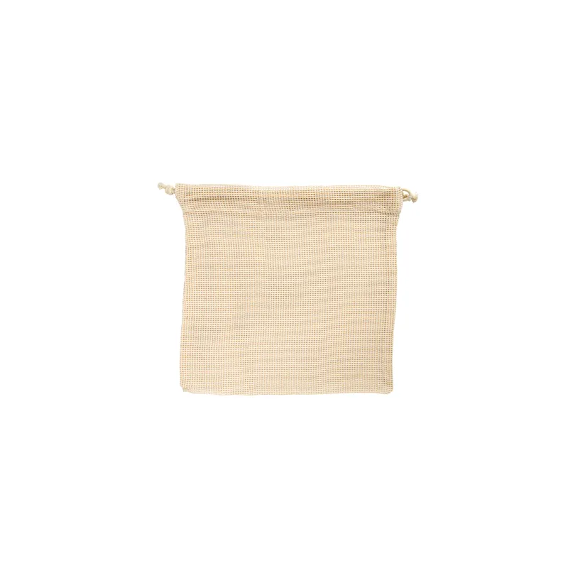 SACS FILET RÉUTILISABLES   26x26 CM BEIGE COTON (25 UNITÉ)